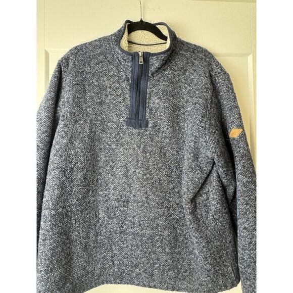 Orvis Pullover Sweater Jacket Blue Sherpa Lined Fleece Men’s Size Large Warm - Picture 8 of 13
